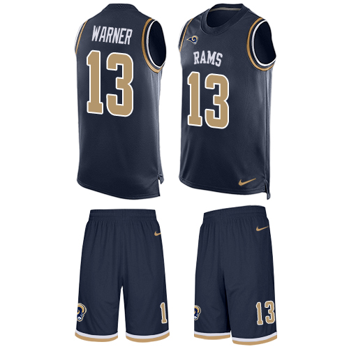 Men's Limited Kurt Warner Nike Jersey Navy Blue - #13 Tank Top Suit NFL Los Angeles Rams